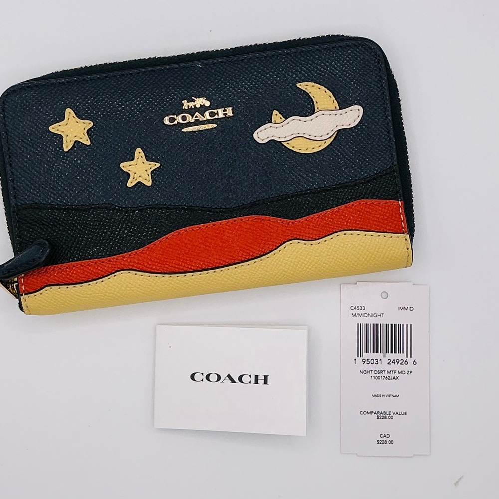 Coach Night Dessert Postcard C4533 Id Zip Wallet Midnight Blue - Picture 2 of 12